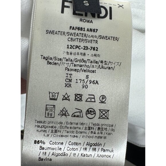 Fendi Men's White Monogram Insert Hoodie Sweatshirt Jersey White Brown Size S NW - Picture 13 of 14